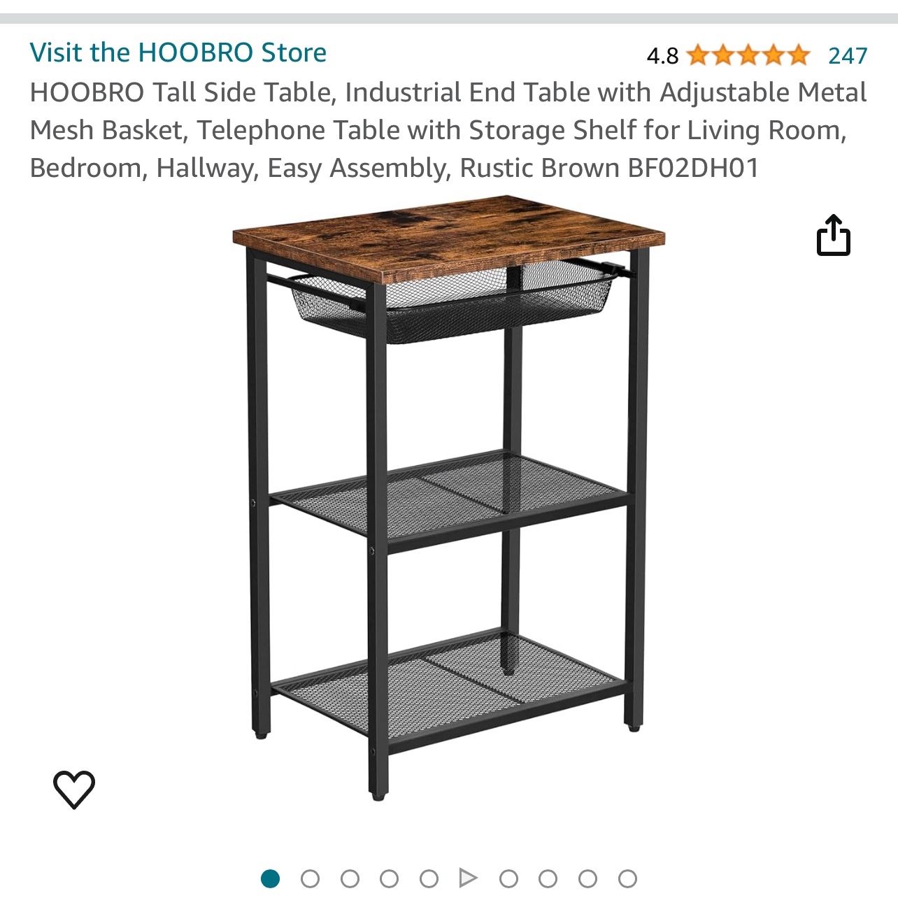 Side table wood metal Home Office