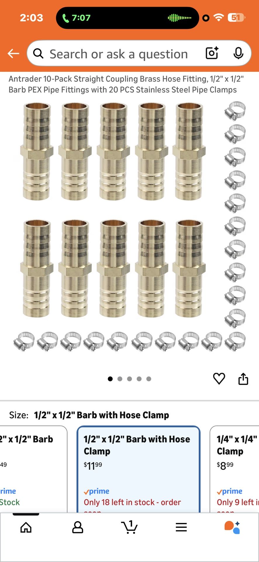 Antrader 10 Pcs Straight Coupling Brass Hose Fitting 2 Packs 