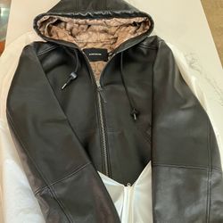 Coach Men’s Leather Hooded Jacket Size L