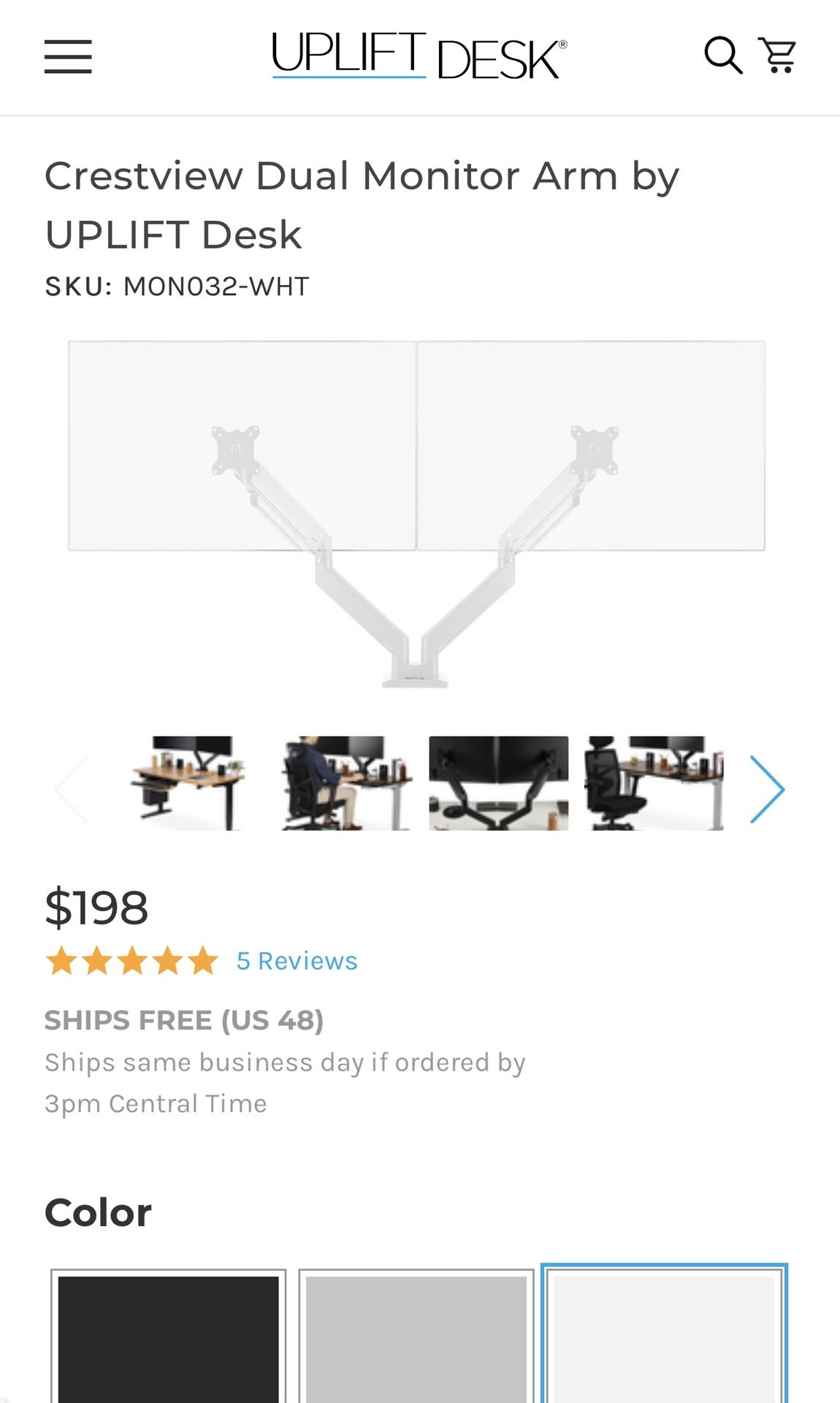 Dual Monitor Stand With Dual USB 3.0 Ports (Uplift Crestview)