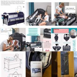 Brotish Baby Bed Travel Crib Bedside Cribs Baby Cot Playard Lightweight Playpen- New