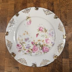 Porcelain Flower Tea Plate W/ Gold Accent