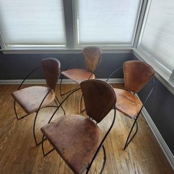 Coñac Italian Leather Dining  4 Chairs