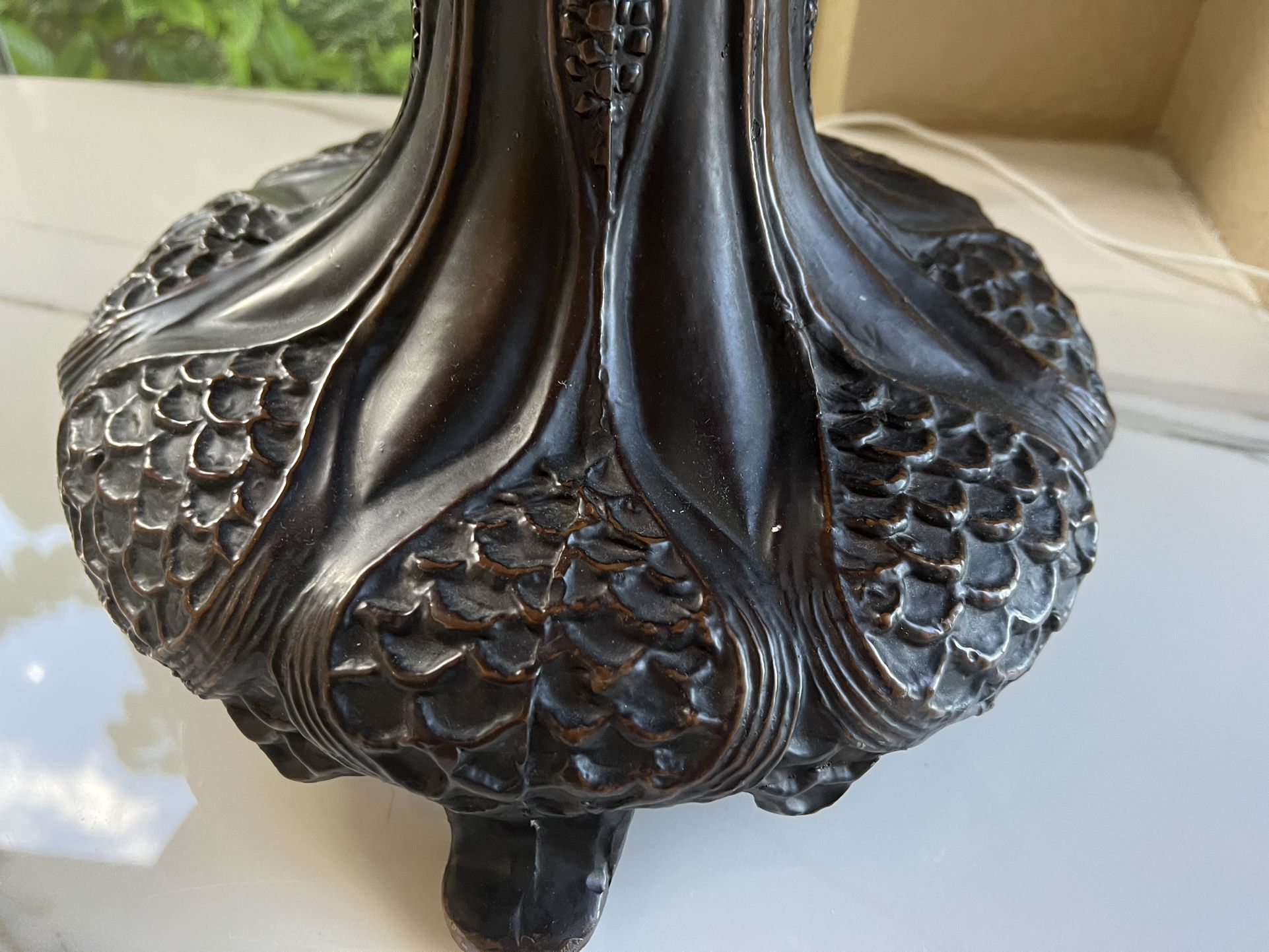 large Tiffany Style lamp measuring 27” tall and lamp shade is