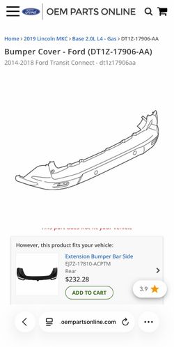 Ford Transit Connect Rear Bumper Trasero 2014 2015 2016 2017 2018