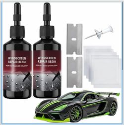 Windshield Chip Repair Kit, Windshield Crack Repair Kit, Windshield Repair Kit with UV Curing Resin, Auto Glass Repair for Chips, Cracks, Bullseye and