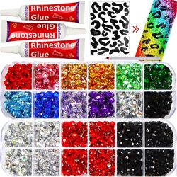 Rhinestone Glue Clear with Rhinestones for Crafts, Flatback Crystal Gems Bling Bedazzler kit with All-Purpose Adhesive Glue, Rinestones for Tumblers S