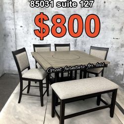 6 PCs Dining Table Set Include 4 Chair Bench And Table Brand New