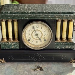 Antique Seth Thomas Adamantine Six Column Mantle Clock