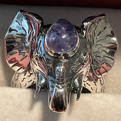 Large Elephant Ring with Tanzanite 