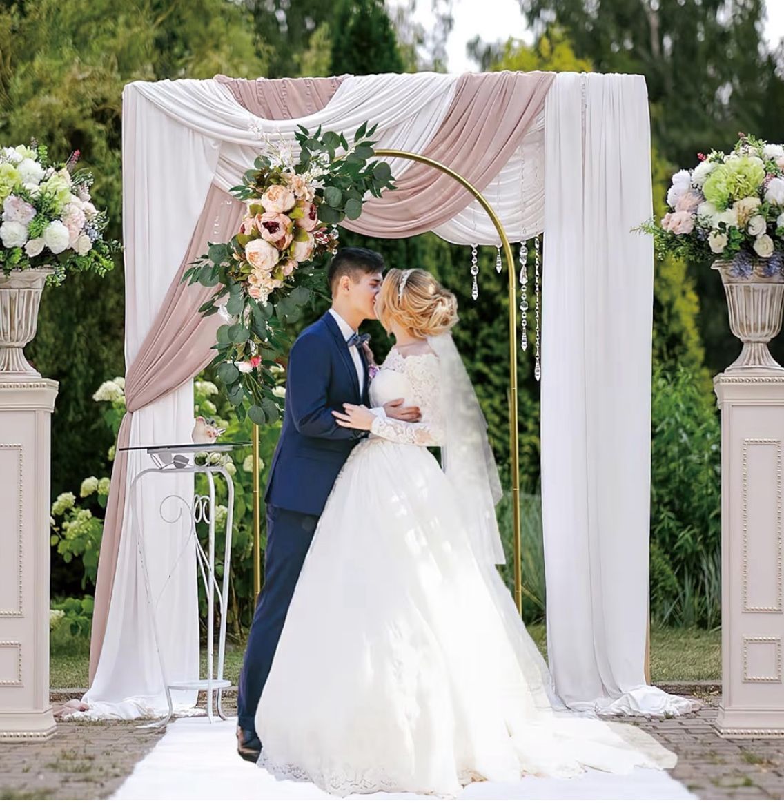 (7777-24) Wedding Arch Backdrop Stand 6.6FT Gold Wedding Balloon Arched Backdrop Stand Square Arch Frame for Birthday Party Bridal Baby Shower Ceremon