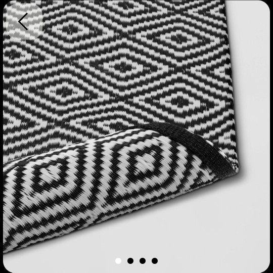 4'x6' Reversible Diamond Rectangular Loomed Indoor Outdoor Accent Rug Black - Room Essentials™: Modern, Machine Made Patio Mat