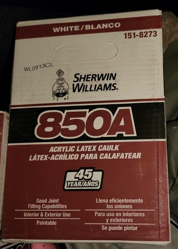 Sherwin Williams® 850A Acrylic Latex Caulk (White)
(12 tubes in the case.)