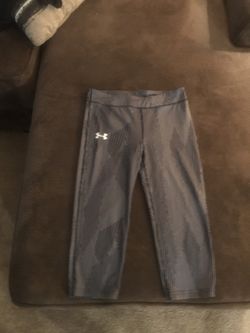 Yoga pants (black and white stripes under armour youth large, black justice 14)