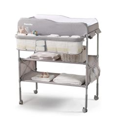 Sweeby Portable Baby Changing Table, Foldable Changing Table Dresser Changing Station for Infant, Waterproof Diaper Changing Table Pad Topper, Mobile 