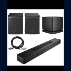  Bose Smart Soundbar, Black with 2x Wireless Surround Speakers, Bass Module 500