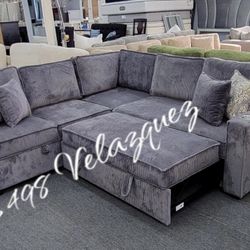 ✅️✅️3-Piece Convertible Sectional
Sleeper Sofa W/Cupholder, Sofa Storage, & USB Ports✅️