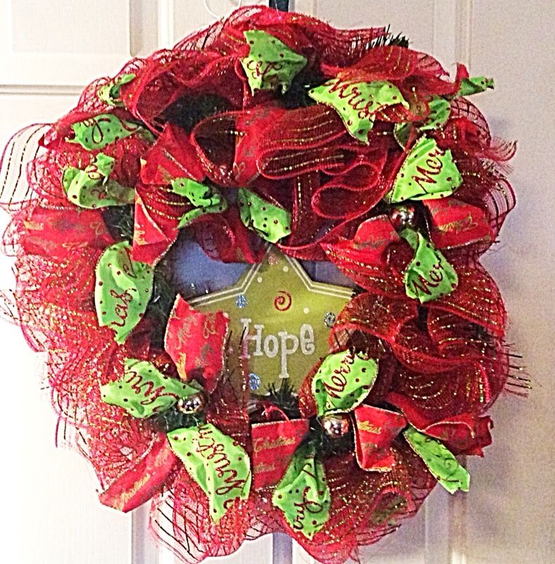 Deco Mesh Christmas “Hope” Wreath