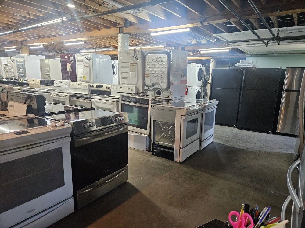 Blow Out Sale Warehouse Full Of Nice Like Brand New Washer Dryer Fridge Stove Oven Stackable Free Warranty Free Financing Available 90day TO Pay