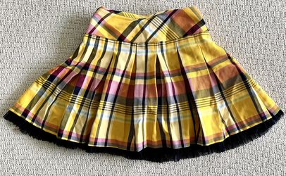 NWT Hartstrings Girls Pleated Skort Adjustable Waist Size 6 Yellow Pink Navy Wht