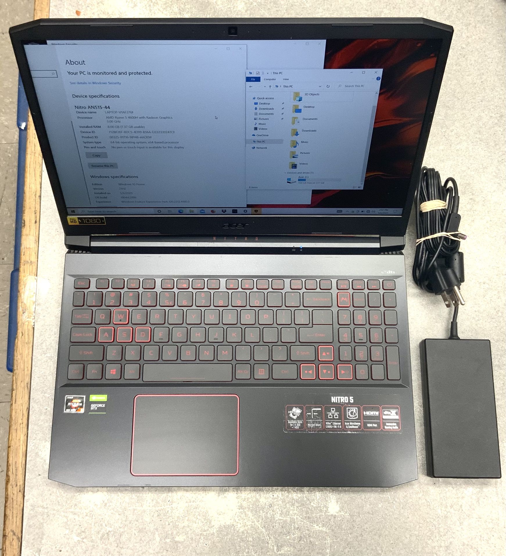 Acer Nitro AN515-44 Gaming Laptop AMD Ryzen 5 Radeon Graphics Processor NVIDIA GeForce GTX 1650 8 GB RAM Win 10 256 GB SSD Game Wifi Bluetooth HMDI
