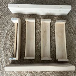 6 Solid Wood Wall Shelves ( 4 with Front Lip + 2 Floating