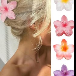 Flower Shaped Plastic Hair Clips, Assorted Colors for Women & Teens