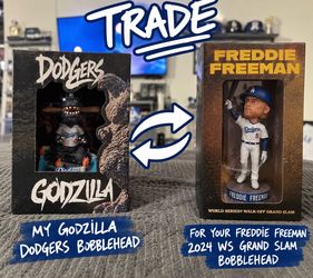 Trade my Godzilla x Dodgers bobblehead for your Freddie Freeman WS Walk off Grand Slam