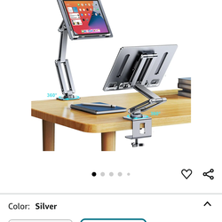 Adjustable Silver Tablet Desktop Mount Stand