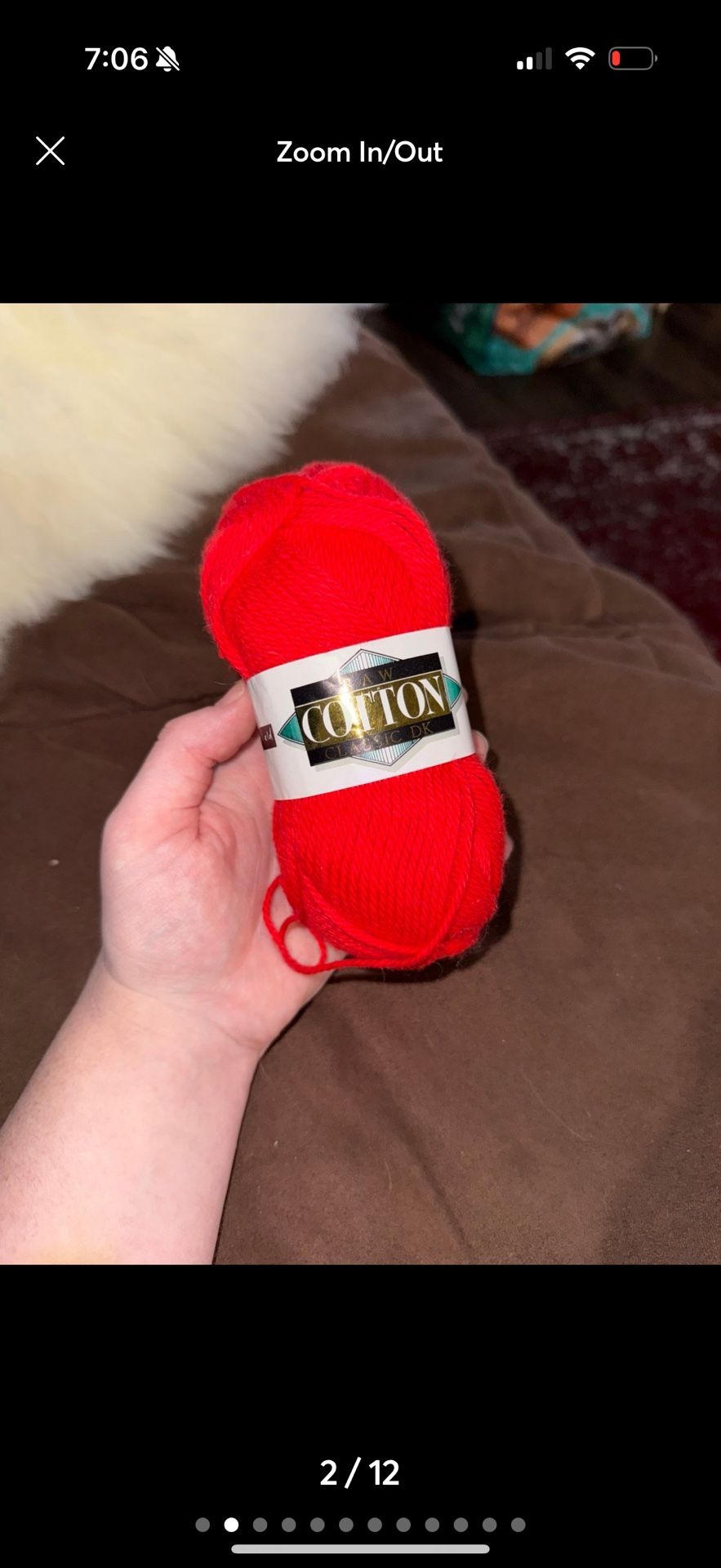 Red Cotton Classic DK yarn skein