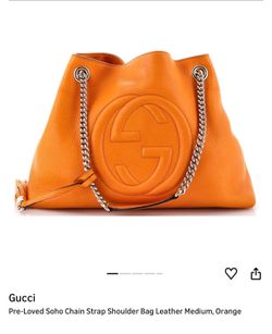 Gucci Soho Chain Strap Shoulder Bag Leather Medium, Orange