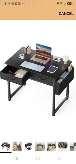 Black Compact Desk Easy Set Up