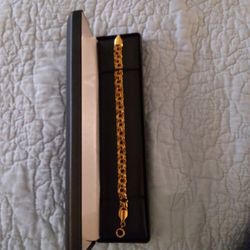 Womens 18K GP Link/Charm Bracelet, 7", Great Gift