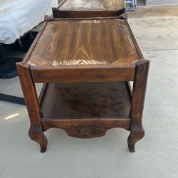 Wood Tables W/glass For Tops