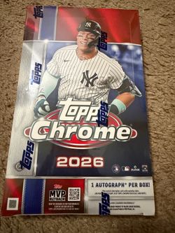 BRAND NEW 2026 Topps Chrome MLB Baseball Hobby Box with one guaranteed autograph!
