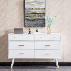White Dresser With Gold Accents