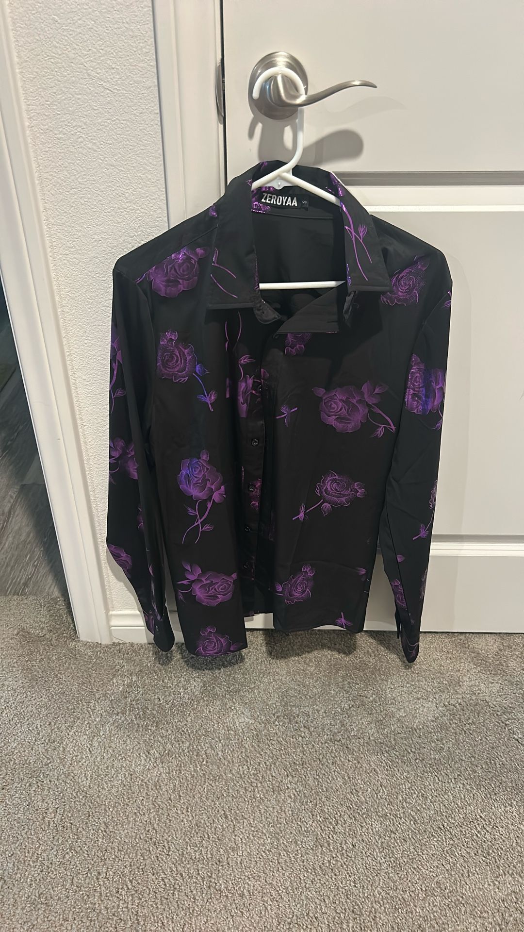 Black & Purple Floral Dress Shirt
