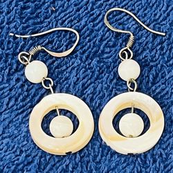 Pair of 925 Sterling Silver Mother of Pearl Earrings.