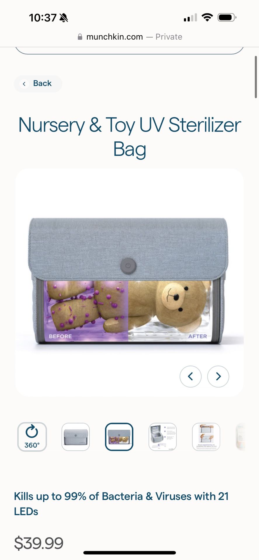 New In Box Nursery & Toy UV Sterilizer Bag