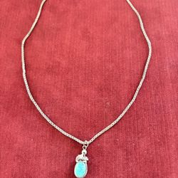 Elegant Silver Necklace with Turquoise Stone Pendant