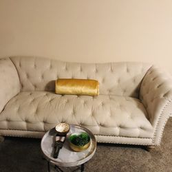 BIG BIG DISCOUNT - Light Sandstone Tufted Sofa and Chaise