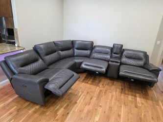 Leather Power Reclining Sectional with Power Headrests