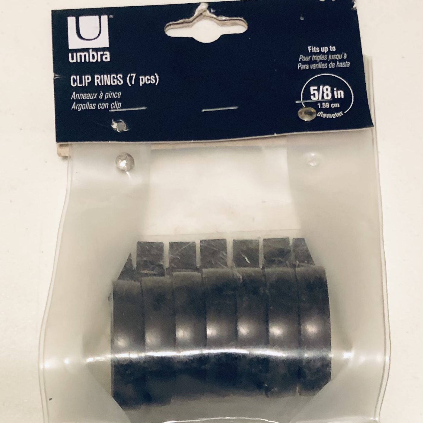 Umbra 5/8 inch Clip Rings in Black, Set of 7