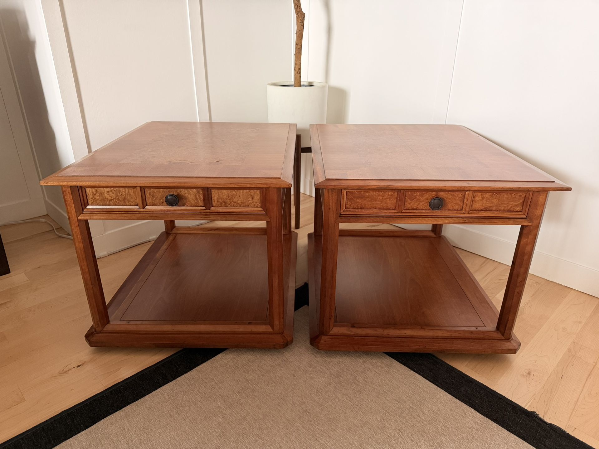 Pair of Burl Wood Side Tables – Excellent Condition 54016