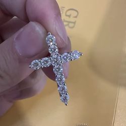 925 Sterling Silver Moissanite Cross Pendants 