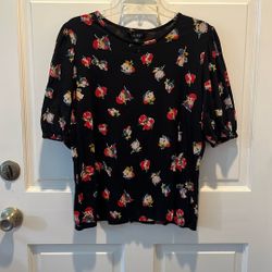 Plus Size Xl Women’s Ralph Lauren Top-Near New Condition Black With Flowers