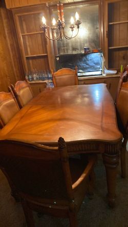 Solid wood dinette set six chairs