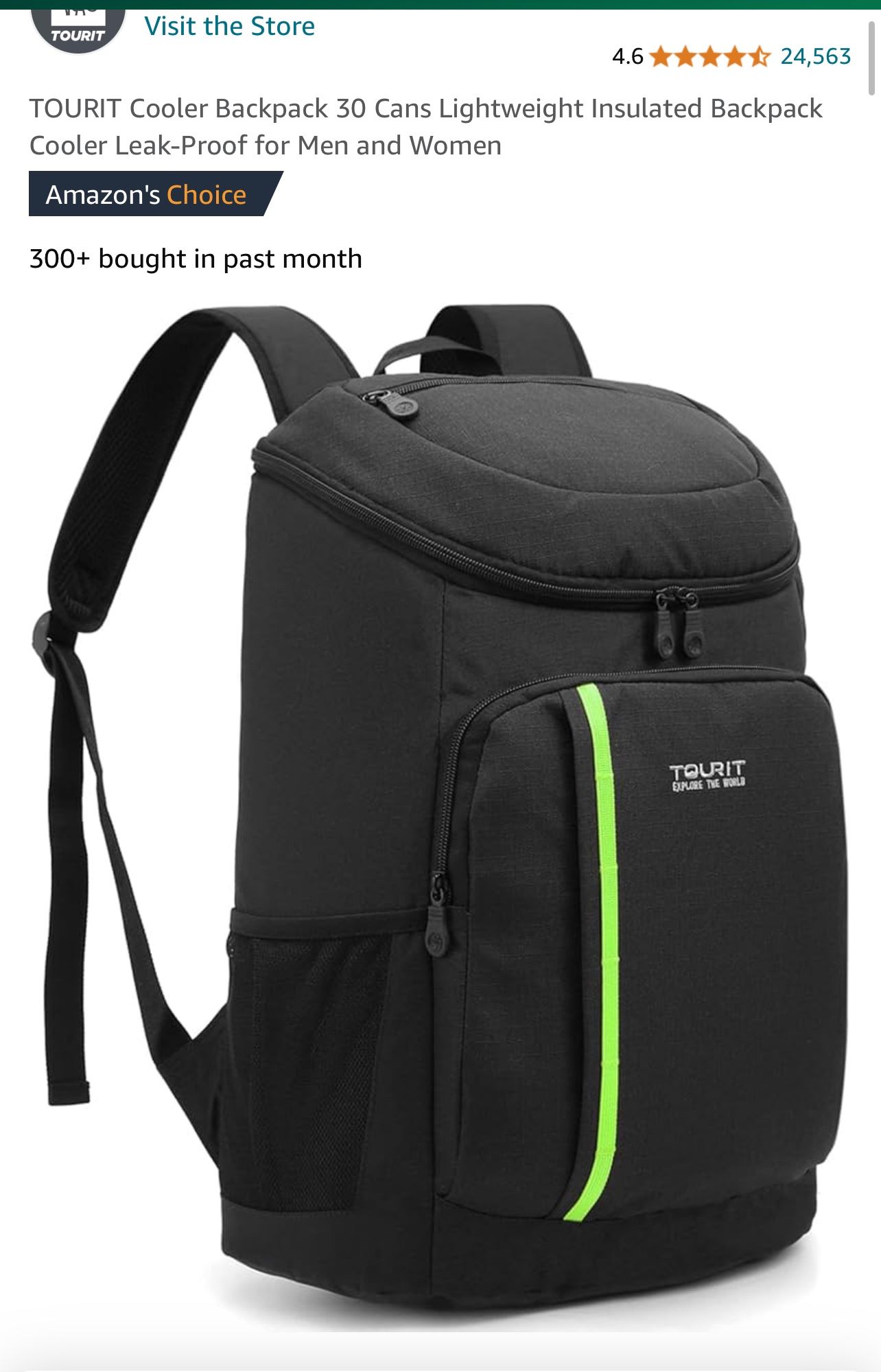 TOURIT Cooler Backpack 30 Cans Lightweight Insulated Backpack Cooler