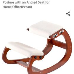 MallVitally Adjustable Kneeling Chair, Wooden Ergonomic Rocking Chair - Improve Your Posture with an Angled Seat for Home Office (Pecan)

