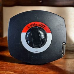 LUFKIN 100FT TAPE MEASURE YELLOW CLAD STEEL TAPE NO.100 VINTAGE USA